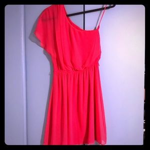 XS Express one shoulder coral dress